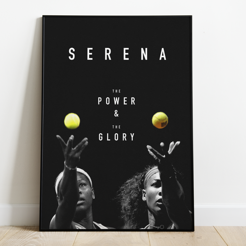 Tennis design with the title 'Poster for Serena Williams documentary'