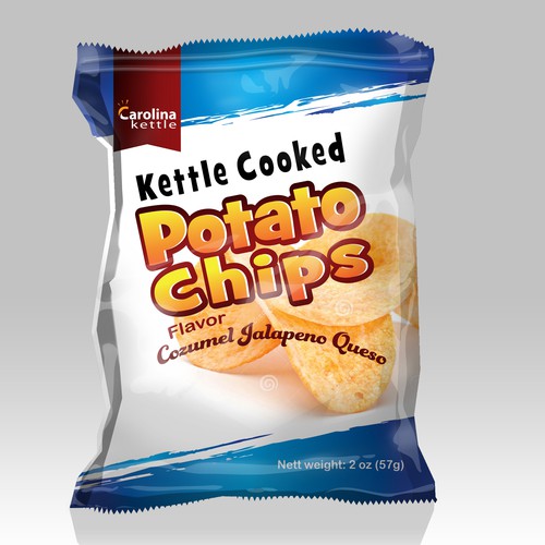 Snacks design with the title 'Design a package/label for a new line of Kettle Cooked Potato Chips'