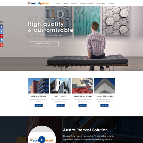 Architecture website with the title 'Austral Precast Web Site Design'