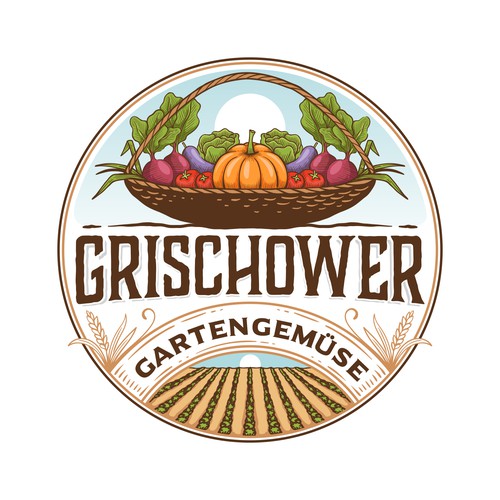 Tomato logo with the title 'GRISCHOWER GARTENGEMÜSE'
