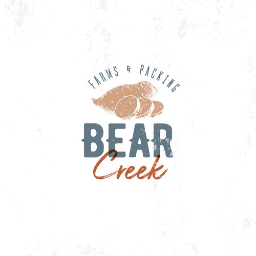 Farmer's market design with the title 'Logo Bear Creek Farms & Packing - Sweet Potatoes'