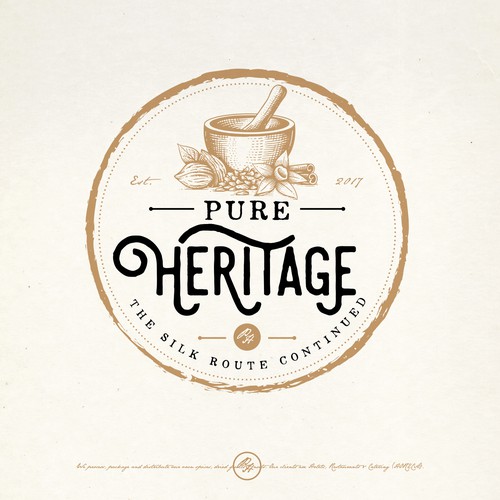 Spice design with the title 'PURE HERITAGE LOGO PROPOSAL'