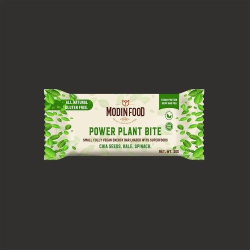 Protein bar packaging with the title 'Organic Minimal design for Vegan Protein Bar'