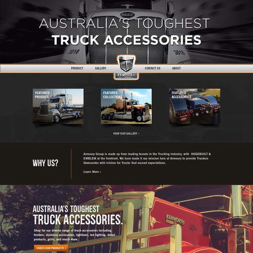 Automotive website with the title 'Redesign premium custom truck parts website'