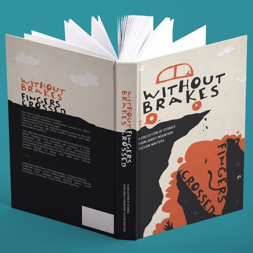 Hand-drawn book cover with the title 'Without Brakes Finger Crossed'