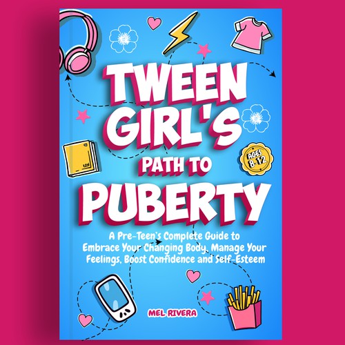 Path design with the title 'Tween Girl's Path to Puberty – Book Cover Design'