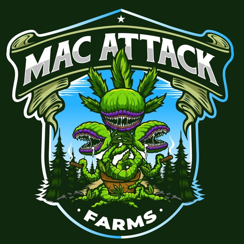 Monster logo with the title 'Mac Attacks Farms'
