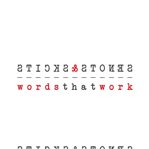 Typewriter logo with the title 'word that works'