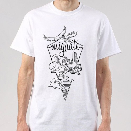 Dolphin design with the title 'Migrate T-shirt design'