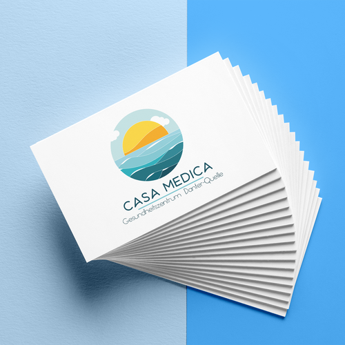 Pastel blue logo with the title 'Modernisation du logo d'un centre médical'