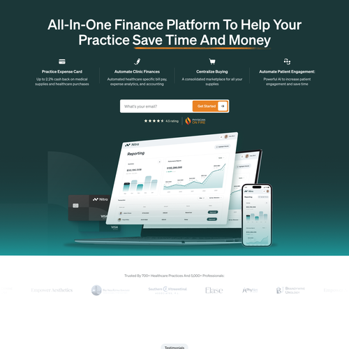 Health website with the title 'Nitra Healthcare Finance Landing Page'