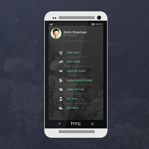 Fluid design with the title 'Dive Log App Design'
