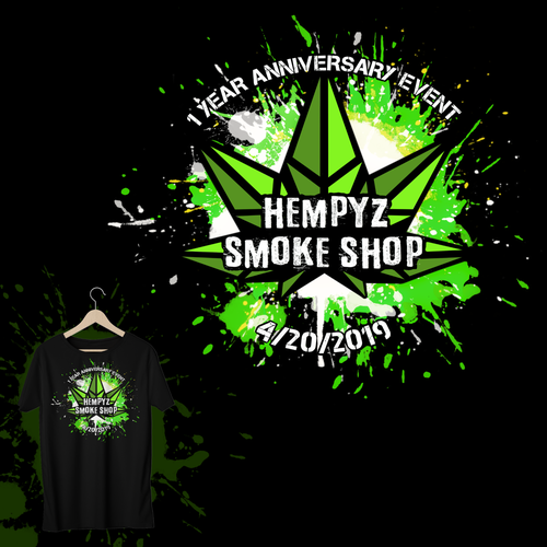 Abstract t-shirt with the title 'Smoke Shop Anniversary T-shirt '