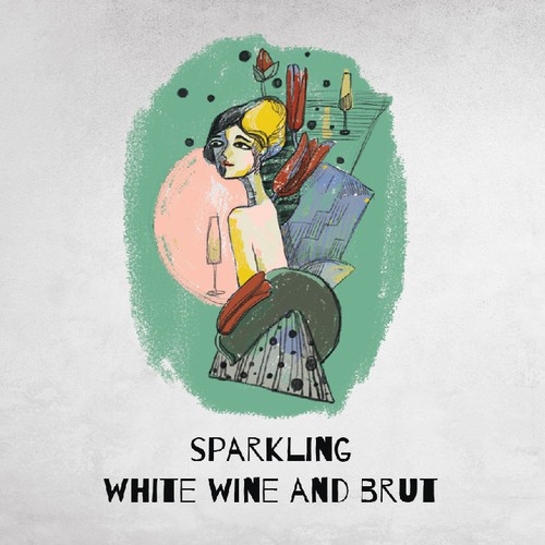 Childish design with the title 'Wine label'