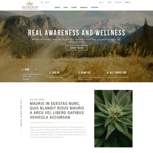Typography website with the title 'Clean elegant website design for a CBD product website'