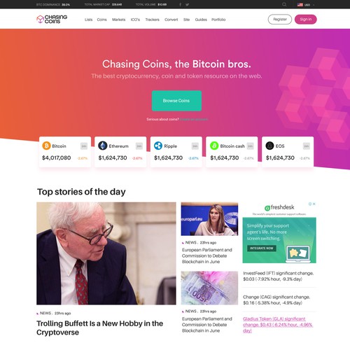 Crypto website with the title 'cryptocurrency site'