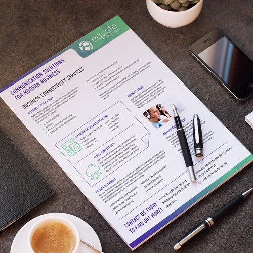 White paper design with the title 'Technology Product Datasheet based on Brand Book'