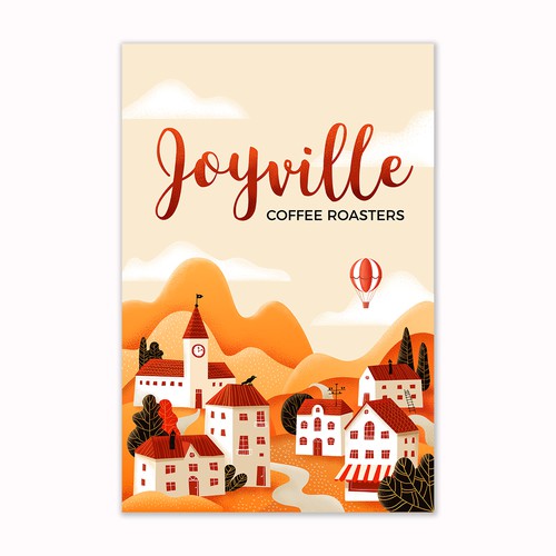 Home illustration with the title 'Illustration for coffee brand Joyville Coffee Roasters'