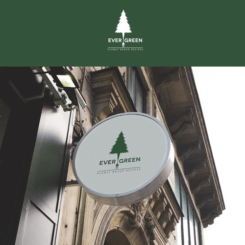 Evergreen logo with the title 'Logo for vegetarian restaurants'