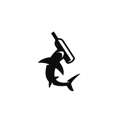 Shark logo with the title 'Clever wine logo'