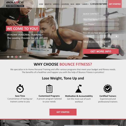 Bootstrap website with the title 'Fitness'
