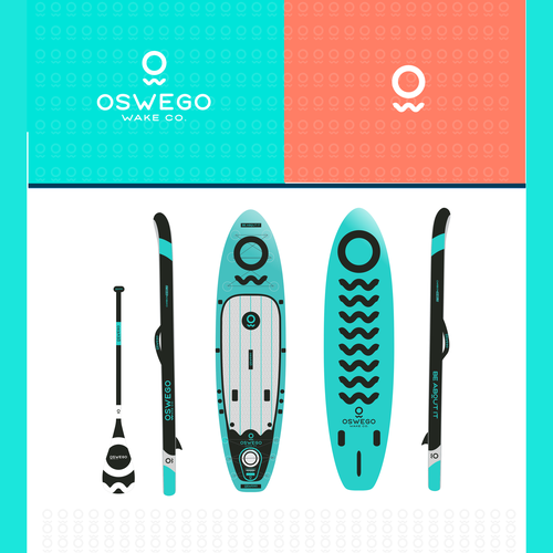 Paddle board design with the title 'Logo and paddle board'