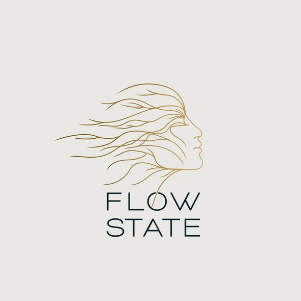 Nature logo with the title 'Line art portrait logo for 'Flow State' - Movement, Meditation, Magic'