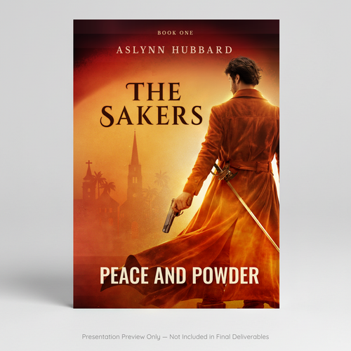 Story book cover with the title 'Cinematic Western Book Cover Concept with Dramatic Lighting'