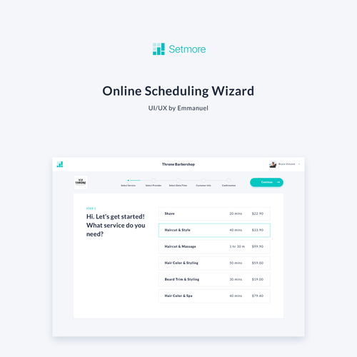 Sketch website with the title 'Entry for an Online Scheduling Barbershop'