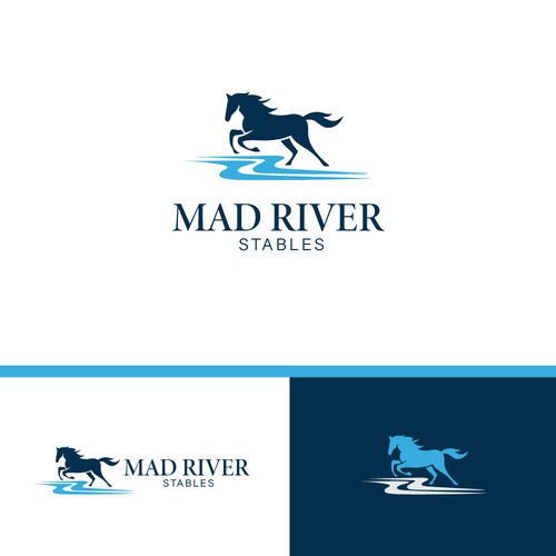 Horse stable logo with the title 'Bold horse logo design'