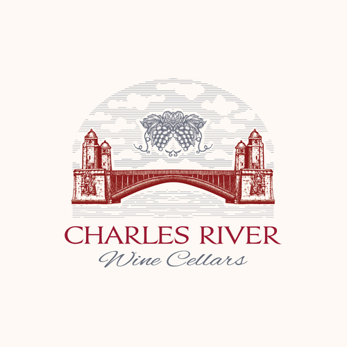 Grape design with the title 'Charles River Wine Cellars'