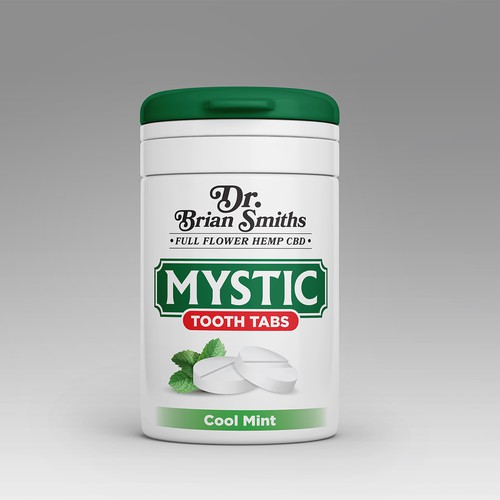 Pharmaceutical packaging with the title 'Tooth tabs label & logo design'