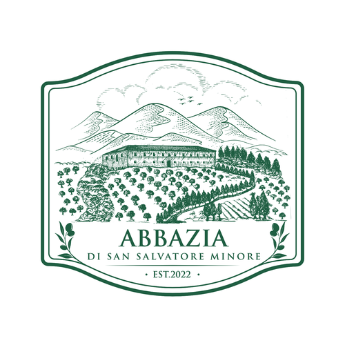 Olive oil logo with the title 'Abbazia Di San Salvatore Minore'