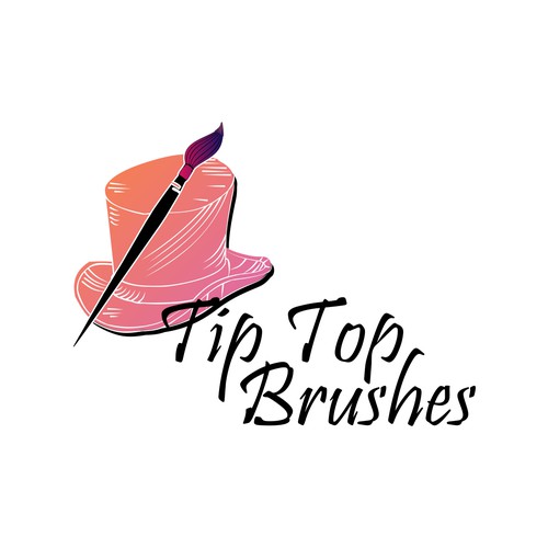 Art logo with the title 'Artistic Brush Stoke - Tip Top Brushes Logo'