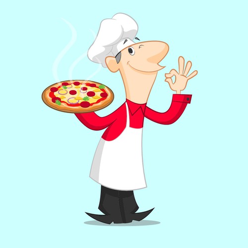 Chibi design with the title 'Italian Pizza Chef Caracature'