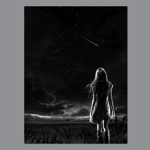 Adobe Photoshop artwork with the title 'Night sky for custom book plates'