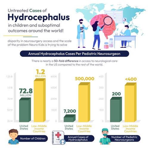 Statistics design with the title 'Hydrocephalus - Infographic Design'