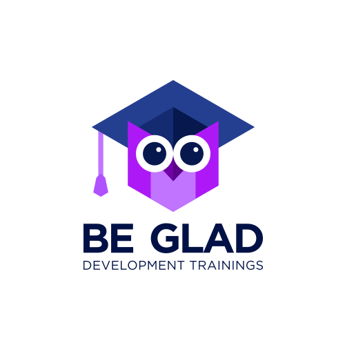 Hexagon brand with the title 'BE GLAD'