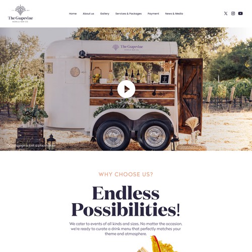 Fun website with the title 'Mobile Bar Website Design'