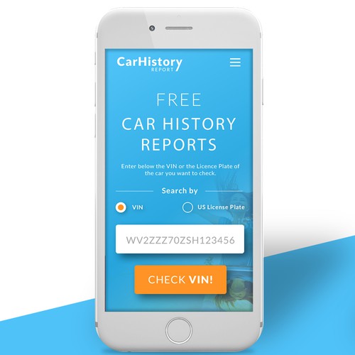 Car website with the title 'Car report - mobile website'