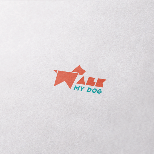 Dog logo with the title 'Modern, Minimalist Logo for WalkMyDog.com'