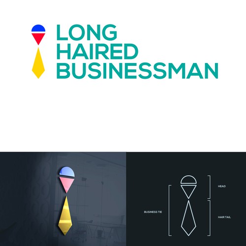 Multicolor logo with the title 'Long Haired Businessman'