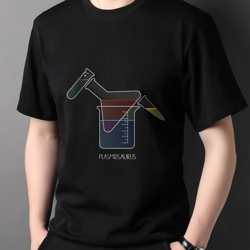 DNA design with the title 'Plasmidsaurus T-shirt design 2'