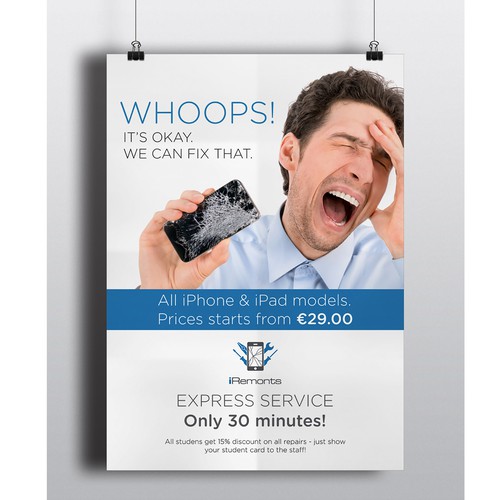 Service design with the title 'B2 Poster for iPhone and iPad repair shop'