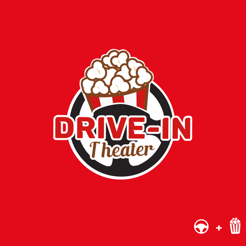 Driving logo with the title 'DRIVE-IN Theater fun logo'
