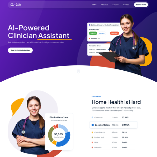 UI design with the title 'Scribble Creative Website Design'