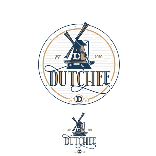 Windmill logo with the title 'Old Dutch windmill with western vintage look'