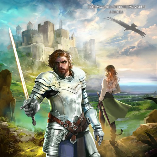 Cover illustration with the title 'Epic Fantasy book cover illustration'