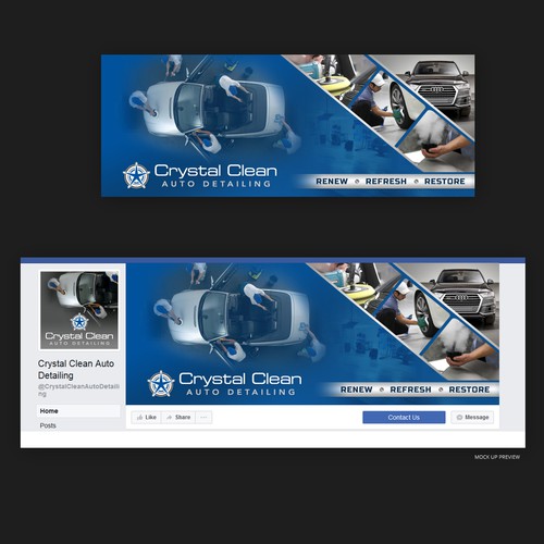 Car design with the title 'Facebook cover for Auto Detailing Company'