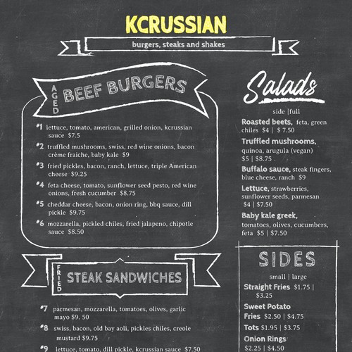 Fast food design with the title 'Casual hand drawn style menu'